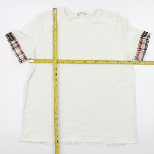 ZARA Women White Cotton Short Sleeve Crew Neck T-Shirt Size 12