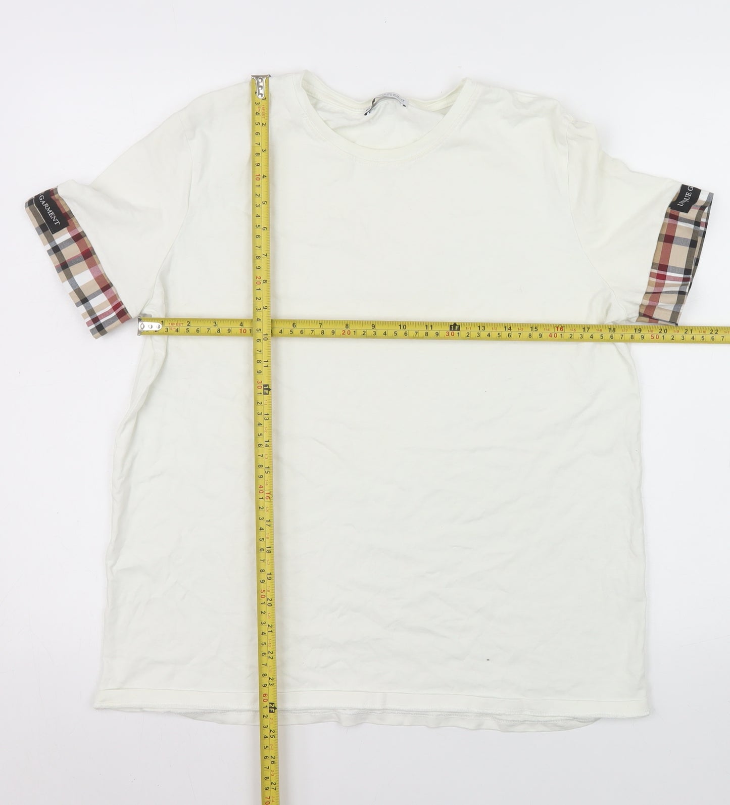 ZARA Women White Cotton Short Sleeve Crew Neck T-Shirt Size 12