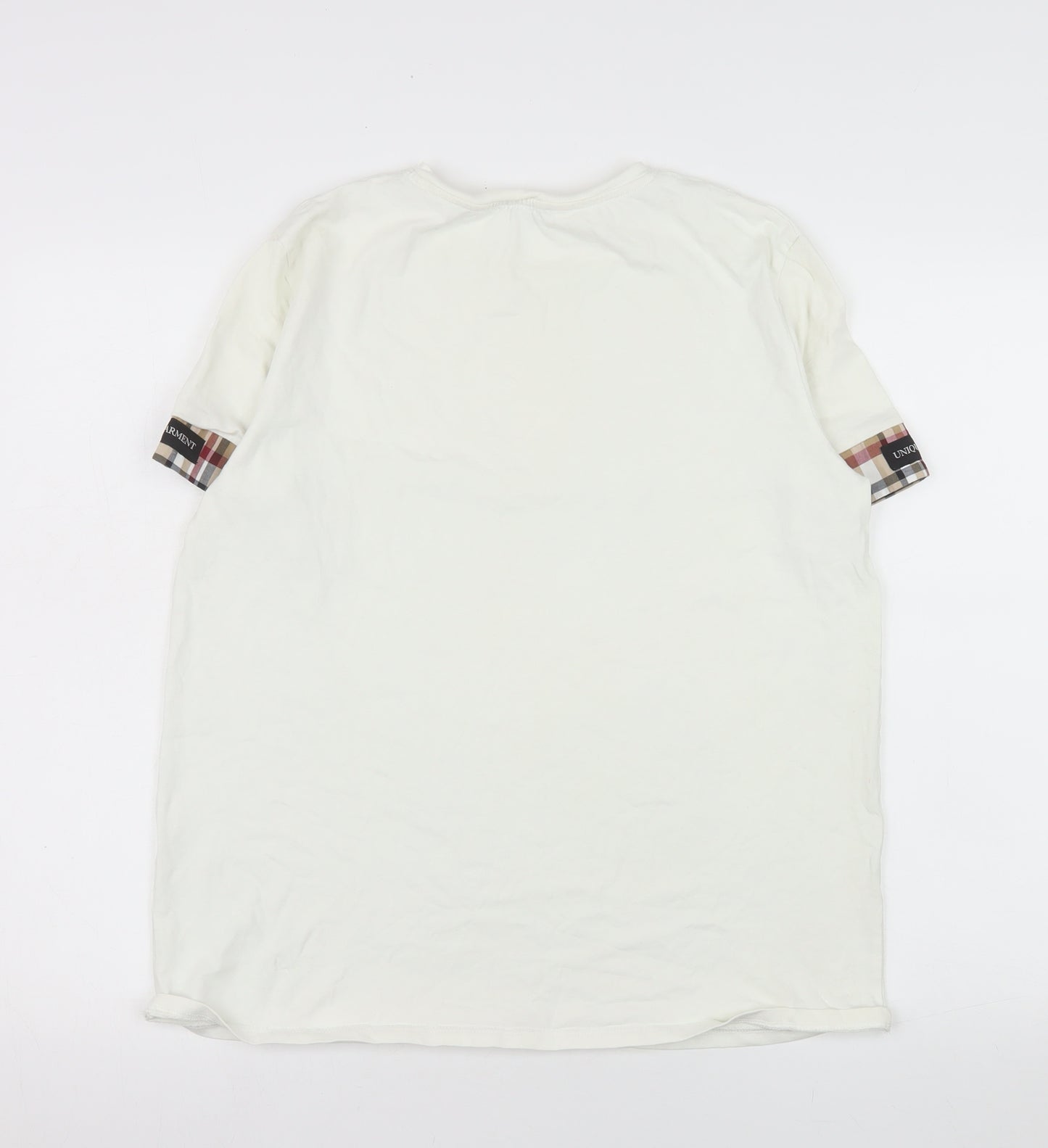ZARA Women White Cotton Short Sleeve Crew Neck T-Shirt Size 12
