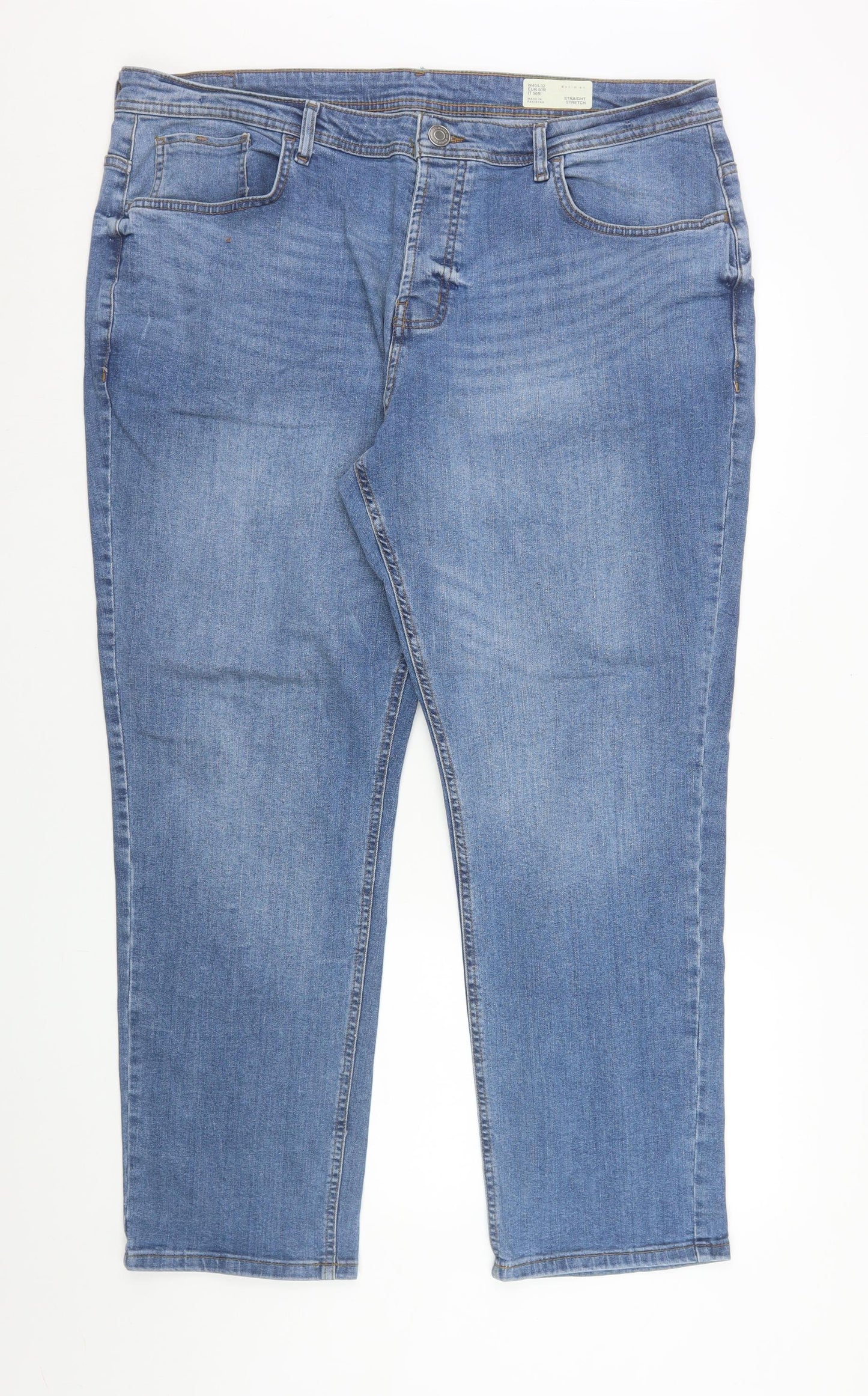 Denim Co. Men's Blue Stretch Straight Jeans W40 L32
