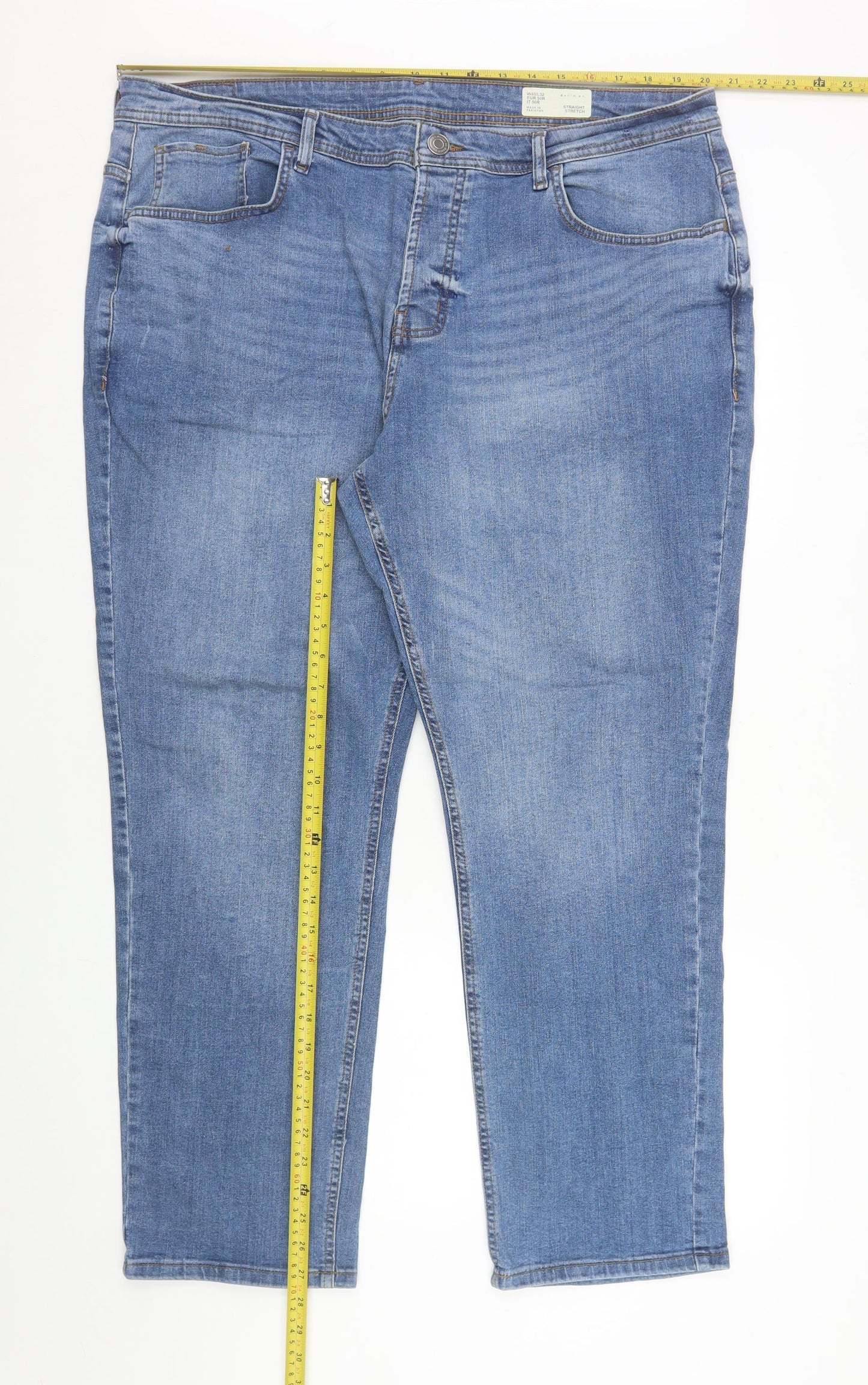 Denim Co. Men's Blue Stretch Straight Jeans W40 L32