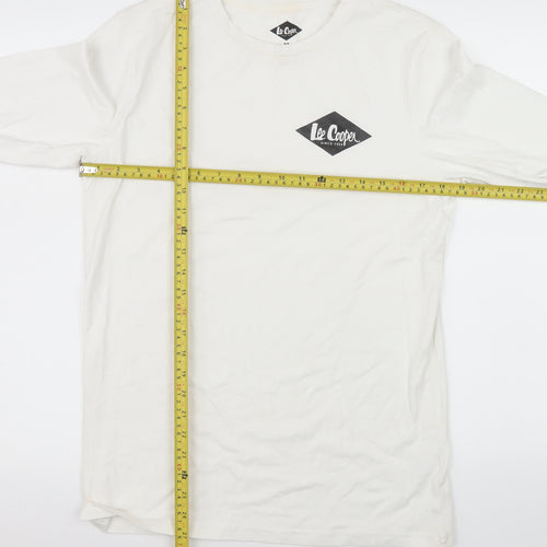 Lee Cooper Men's White Long Sleeve Crew Neck Cotton Top M