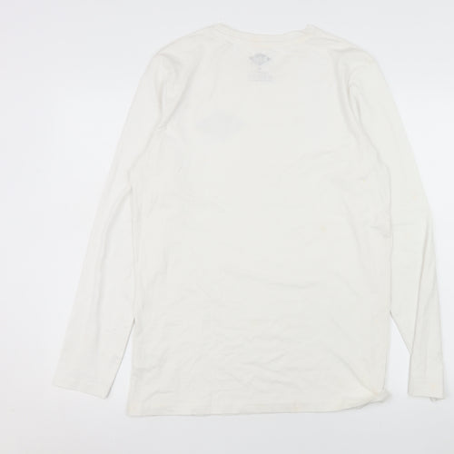 Lee Cooper Men's White Long Sleeve Crew Neck Cotton Top M
