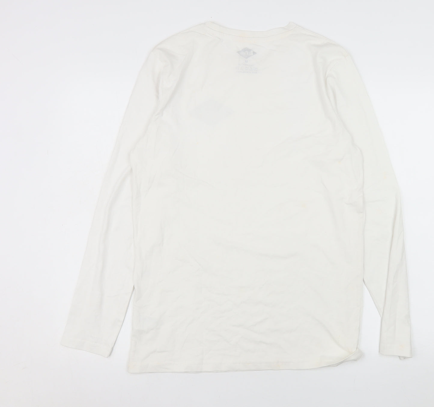 Lee Cooper Men's White Long Sleeve Crew Neck Cotton Top M