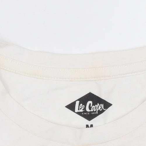 Lee Cooper Men's White Long Sleeve Crew Neck Cotton Top M