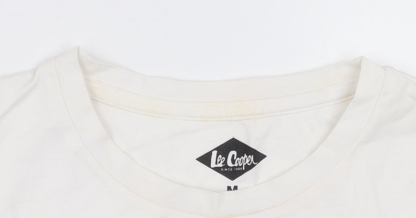 Lee Cooper Men's White Long Sleeve Crew Neck Cotton Top M