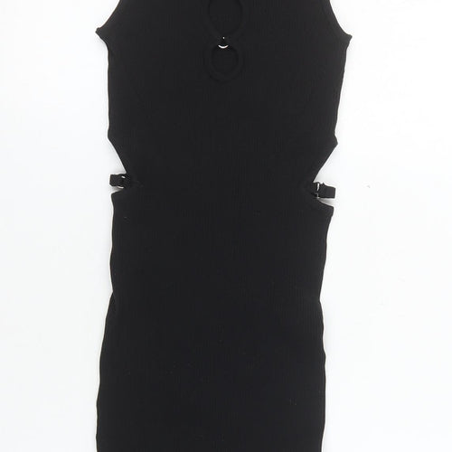 Bershka Women's Black Sleeveless Bodycon Midi Dress Size 8