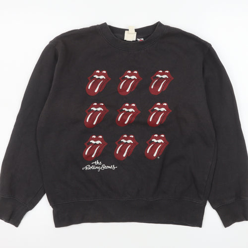 H&M L.O.G.G. Women's Black Rolling Stones Graphic Pullover Sweatshirt XS