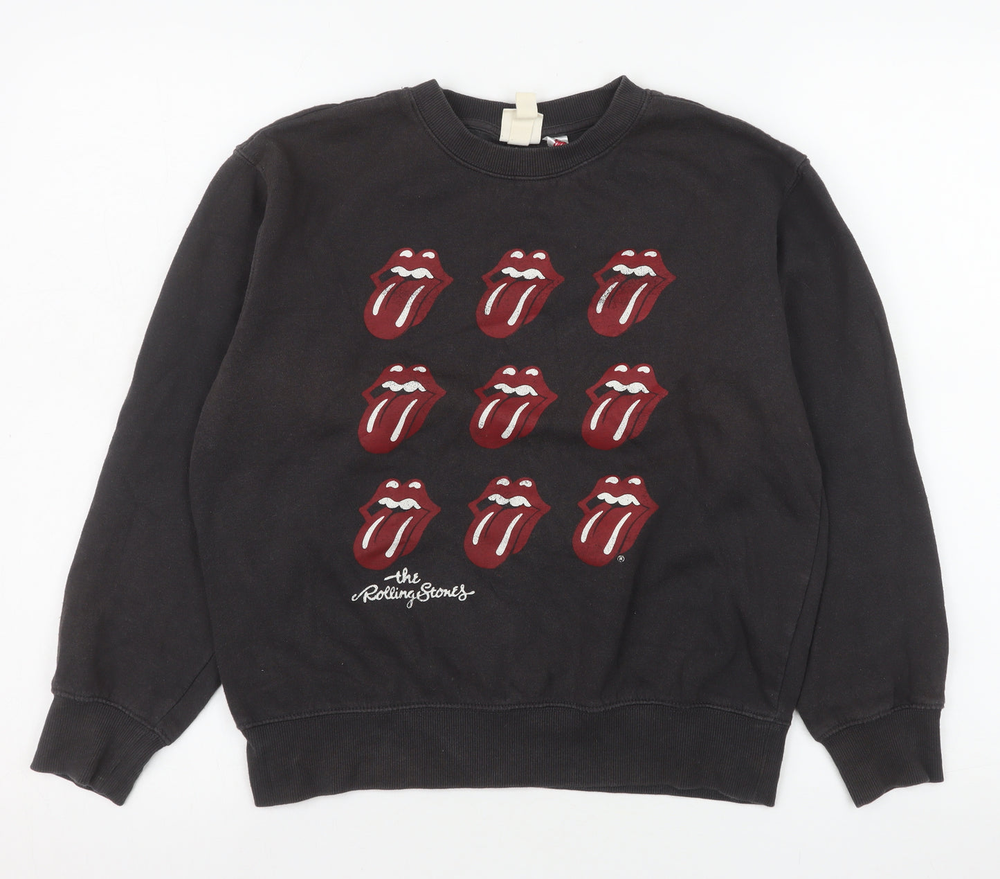 H&M L.O.G.G. Women's Black Rolling Stones Graphic Pullover Sweatshirt XS