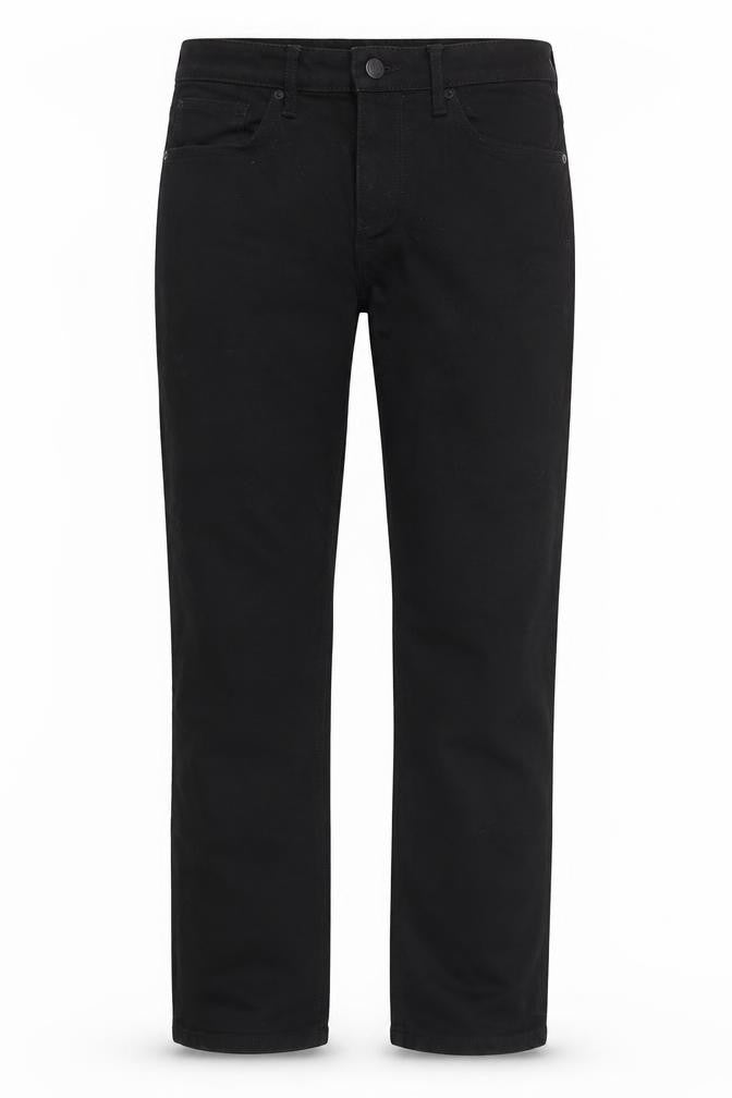 Front view of River Island women’s black straight leg jeans, size UK 32l, regular fit