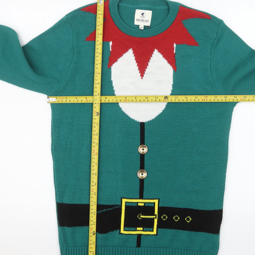 SoulCal & Co Mens Green Elf Christmas Jumper Size M Pullover Knit