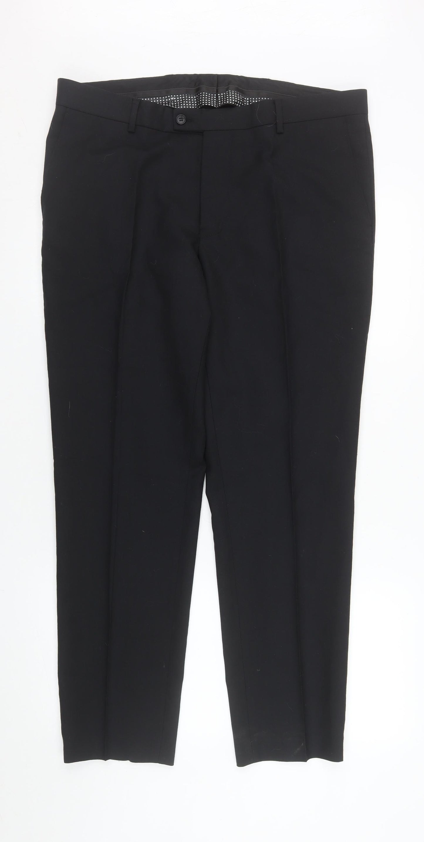 Benetti Men's Black Tailored Fit Dress Pants 36S Wool Blend