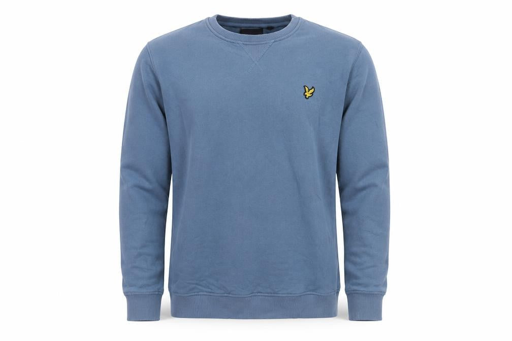 Front view of Lyle & Scott Men’s Blue Cotton Crew Neck Pullover Sweatshirt L
