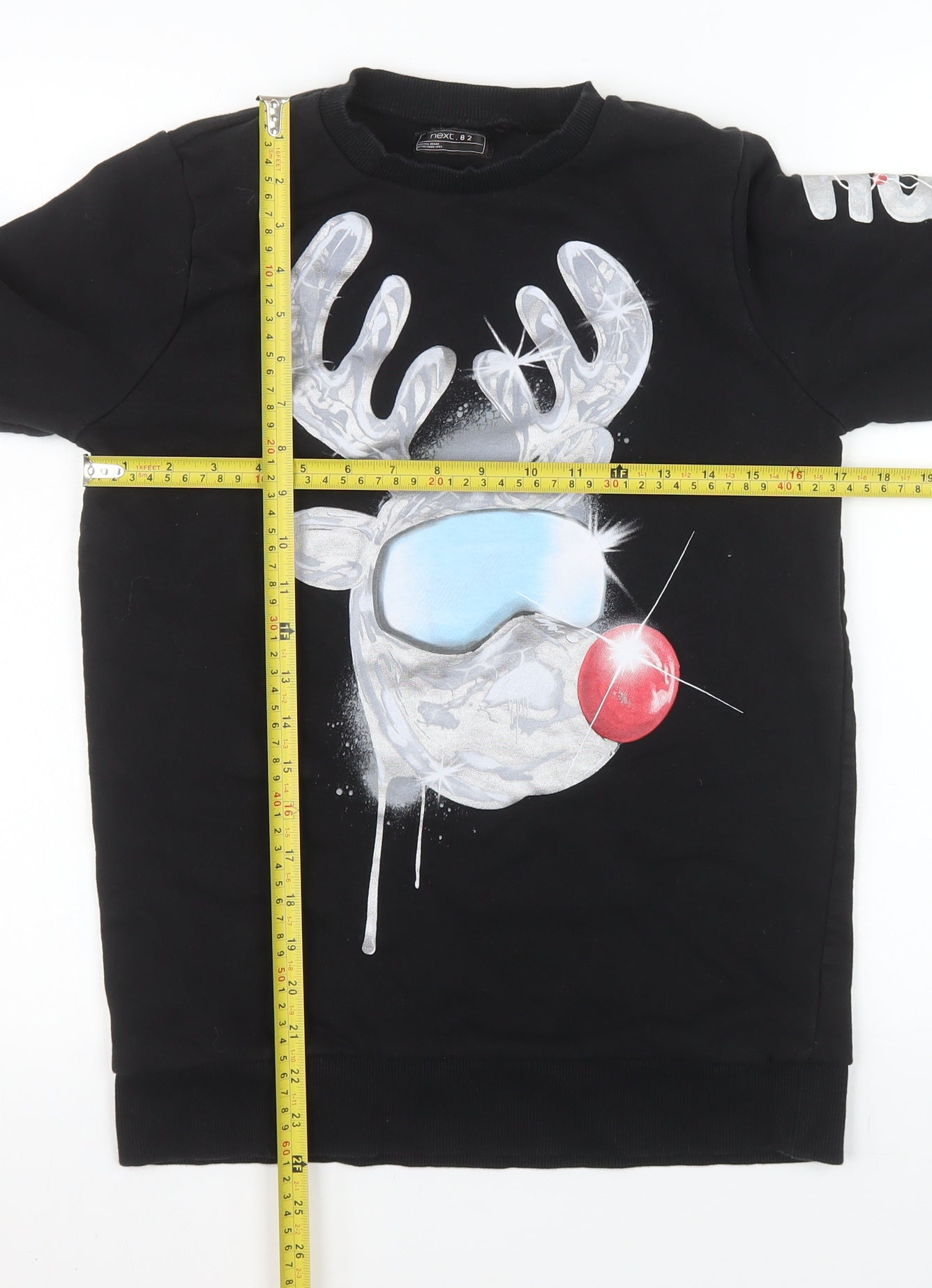 Next Boys Black Christmas Reindeer Graphic Pullover Sweatshirt 14 Years