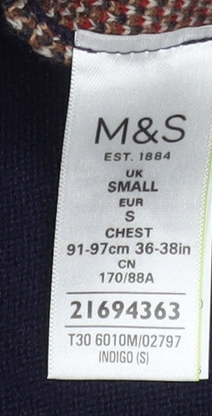 Marks and Spencer Men Navy Christmas Dog Jumper Small Regular Fit Acrylic