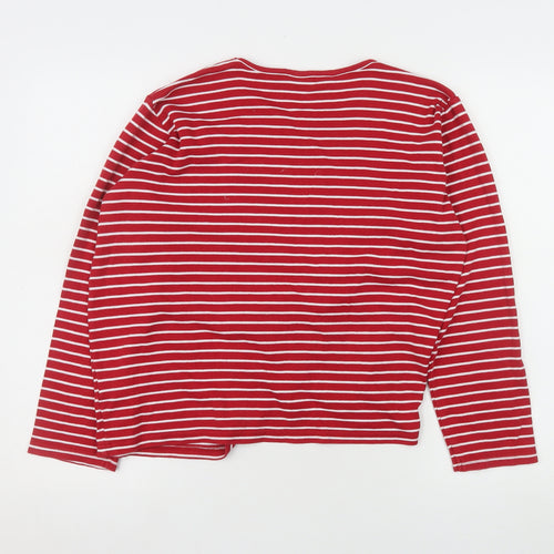 Isle Essentials Women's Red Striped Reindeer Long Sleeve Cotton T-Shirt Size 18