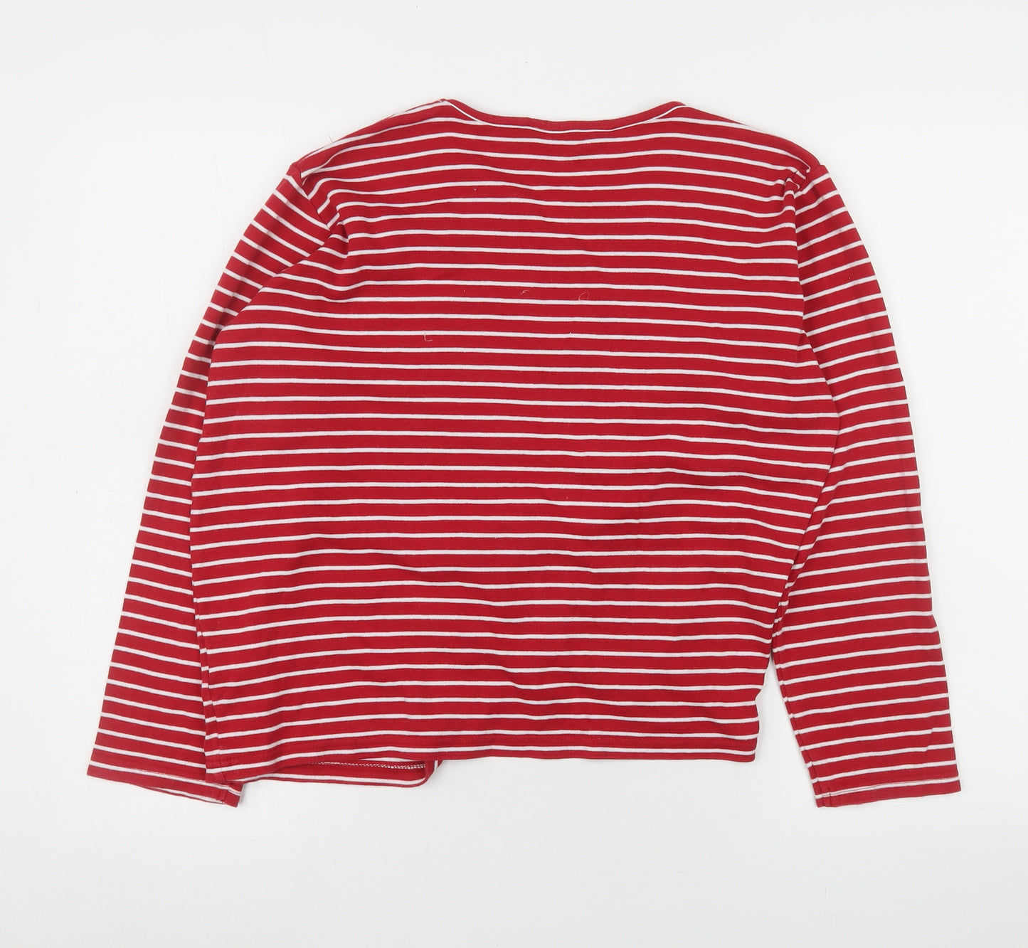 Isle Essentials Women's Red Striped Reindeer Long Sleeve Cotton T-Shirt Size 18