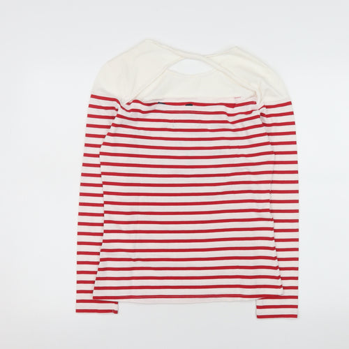 Superdry Womens Red Striped Long Sleeve Cotton T-Shirt UK 8