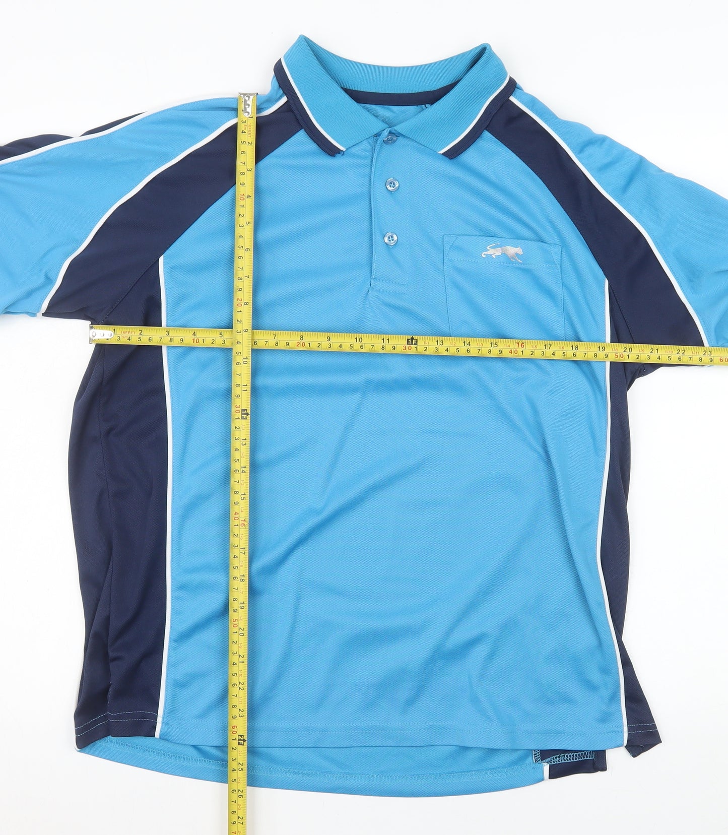 Cougars Men Blue Colourblock Quick Dry Sports Polo Shirt M
