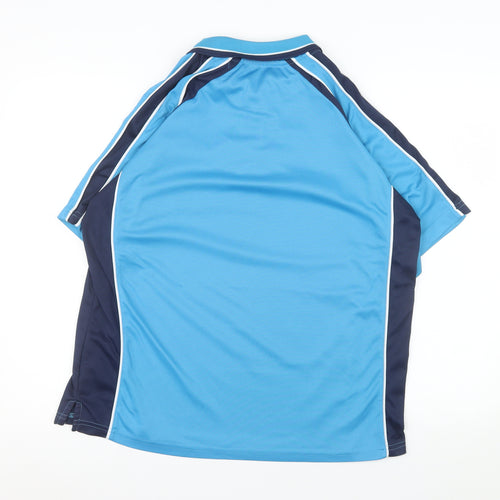 Cougars Men Blue Colourblock Quick Dry Sports Polo Shirt M