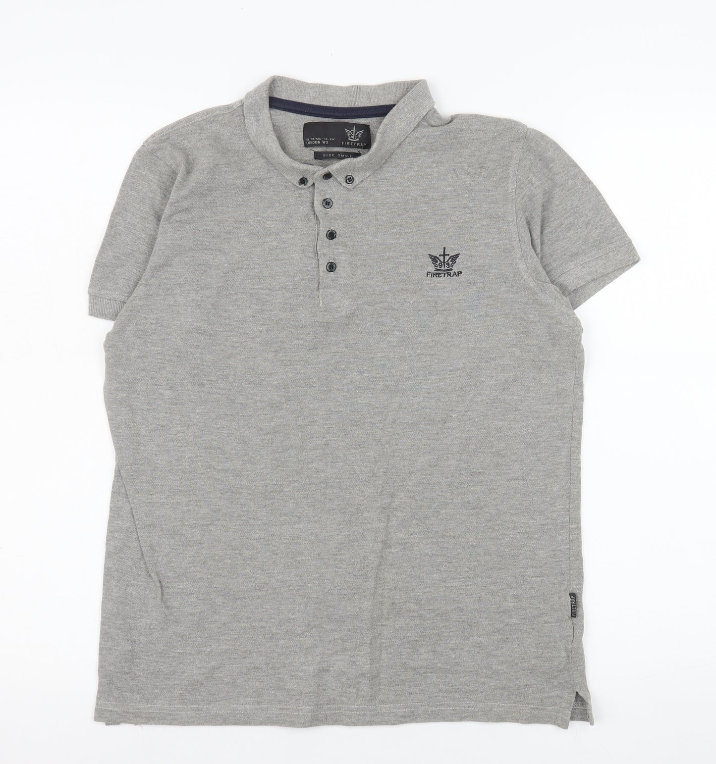 Firetrap Men's Grey Cotton Short Sleeve Polo Shirt Size S