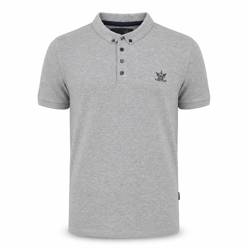 Firetrap Men's Grey Cotton Short Sleeve Polo Shirt Size S