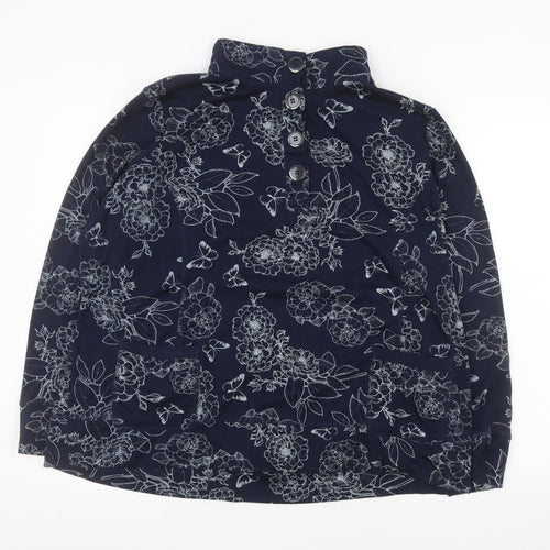 Bm Casual Womens Blue Floral Button-Up Tunic Top XL