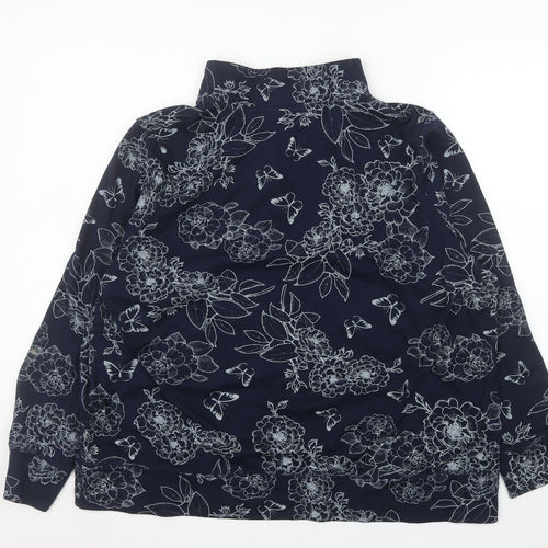 Bm Casual Womens Blue Floral Button-Up Tunic Top XL