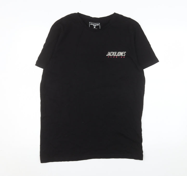 Jack & Jones Men's Black Cotton Crew Neck Regular Fit T-Shirt L