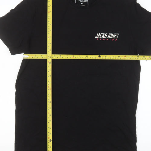 Jack & Jones Men's Black Cotton Crew Neck Regular Fit T-Shirt L