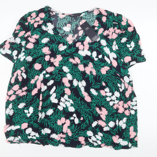 Marks and Spencer Womens Multicoloured Floral V-Neck Tunic Blouse Size 22