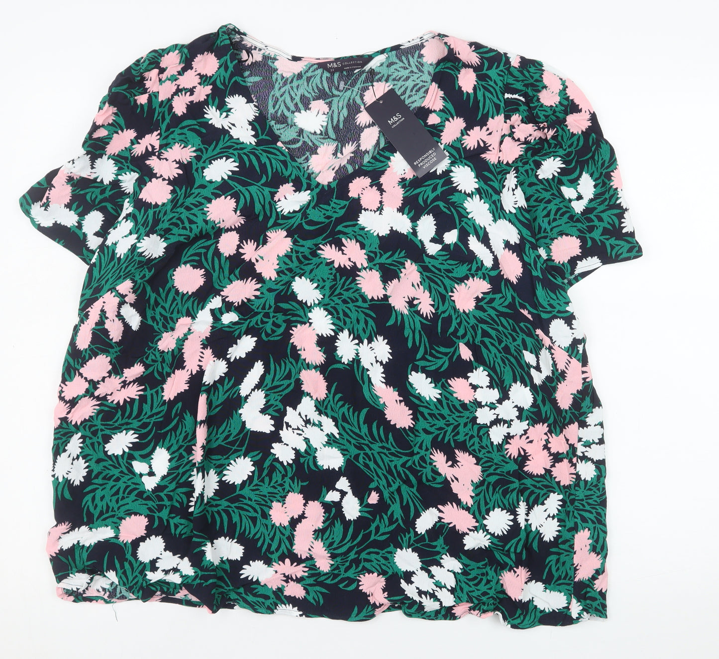 Marks and Spencer Womens Multicoloured Floral V-Neck Tunic Blouse Size 22