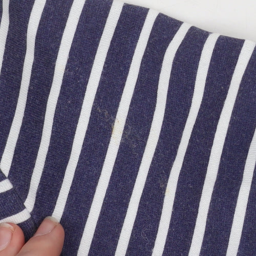 Bonmarché Women Blue Striped Lace Detail Long Sleeve Jersey Top Size 12
