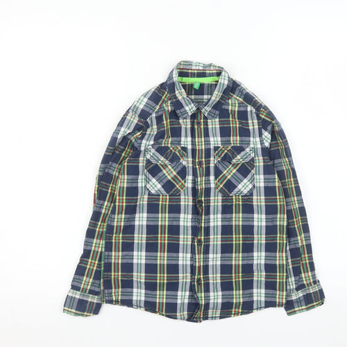 United Colors of Benetton Boys Blue Check Long Sleeve Button-Up Shirt 7-8 Years