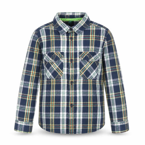 United Colors of Benetton Boys Blue Check Long Sleeve Button-Up Shirt 7-8 Years