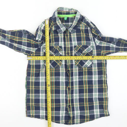 United Colors of Benetton Boys Blue Check Long Sleeve Button-Up Shirt 7-8 Years