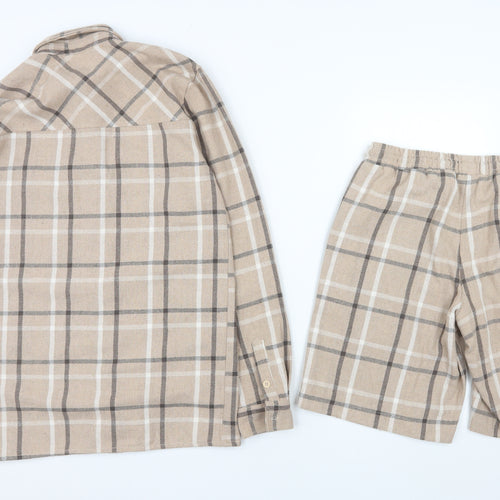 BoohooMAN Men's Beige Check Outfit Set XS Acrylic Blend Casual