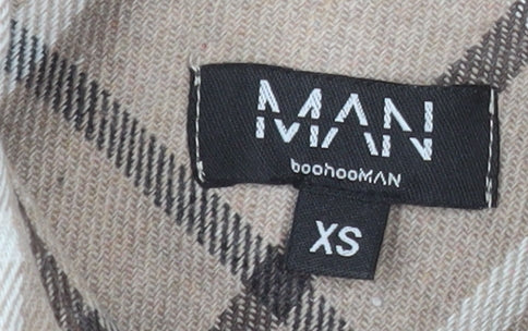 BoohooMAN Men's Beige Check Outfit Set XS Acrylic Blend Casual