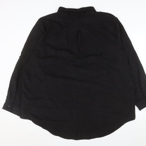 Boohoo Women's Black Long Sleeve Button-Up Shirt Size 22 Polyester
