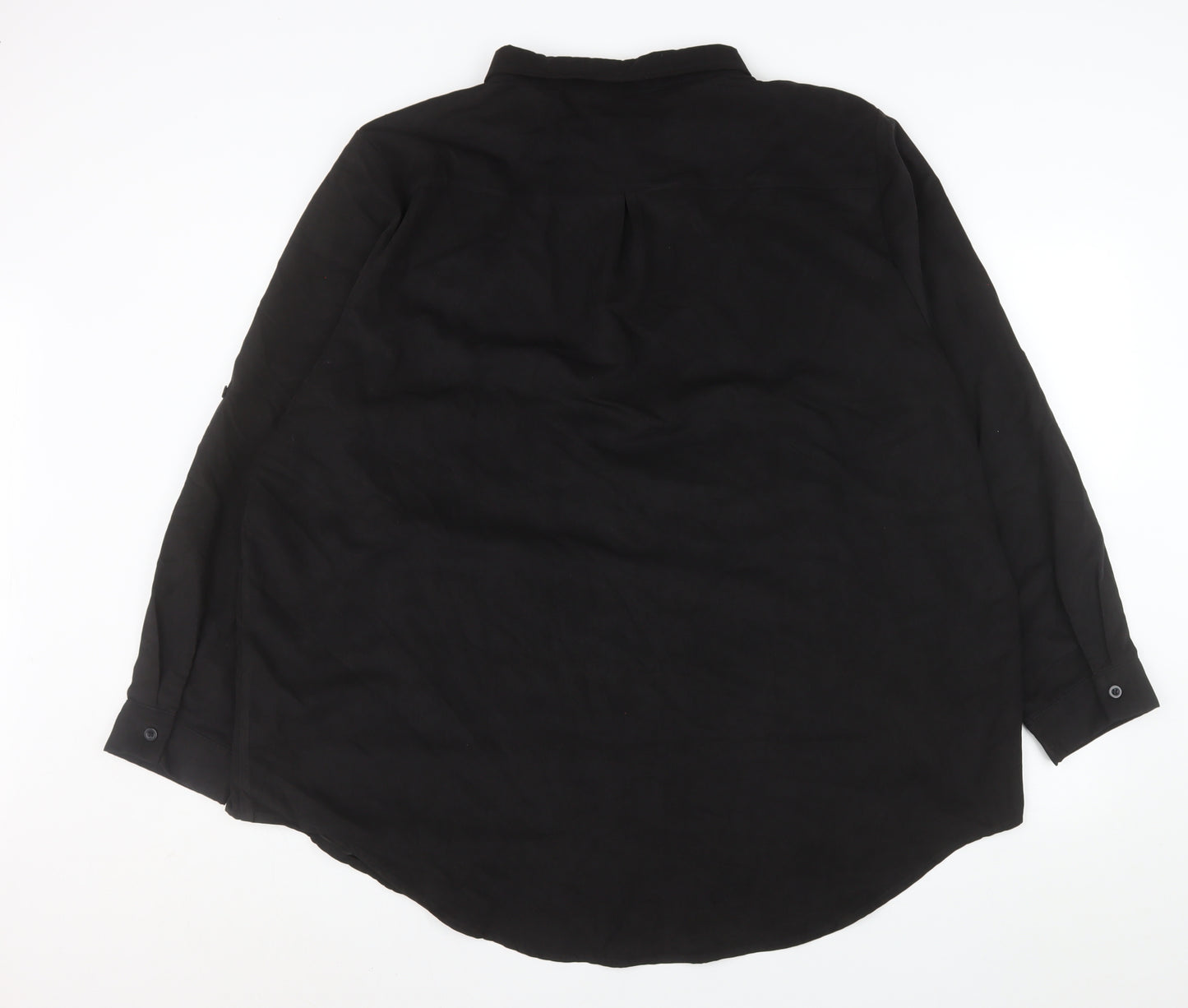 Boohoo Women's Black Long Sleeve Button-Up Shirt Size 22 Polyester
