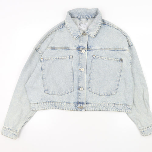 Primark Women’s Blue Denim Cropped Jacket XL Casual Button Up