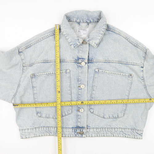 Primark Women’s Blue Denim Cropped Jacket XL Casual Button Up