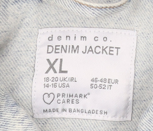 Primark Women’s Blue Denim Cropped Jacket XL Casual Button Up