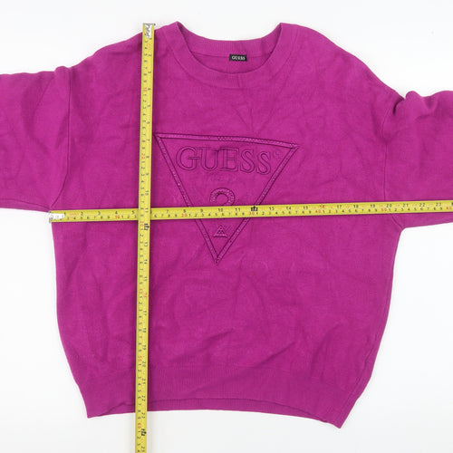 GUESS Womens Pink Logo Pullover Sweatshirt Size M UK 8
