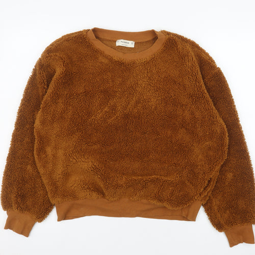 Pull&Bear Women’s Brown Fleece Pullover Sweatshirt Size S