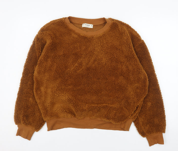 Pull&Bear Women’s Brown Fleece Pullover Sweatshirt Size S