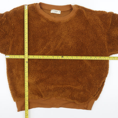 Pull&Bear Women’s Brown Fleece Pullover Sweatshirt Size S