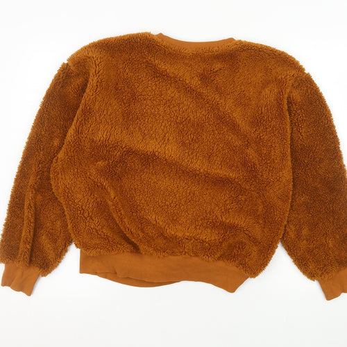 Pull&Bear Women’s Brown Fleece Pullover Sweatshirt Size S