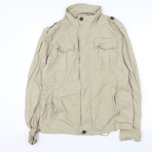 Next Men Beige Cotton Military Jacket Size M Regular Fit