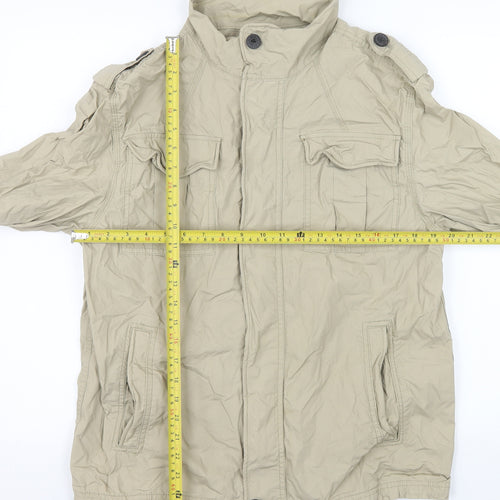 Next Men Beige Cotton Military Jacket Size M Regular Fit